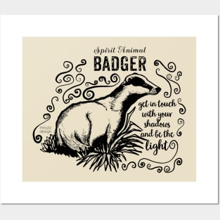 Spirit animal - badger - black Posters and Art